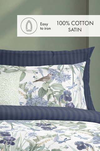 Parure de couette Jardin d'Eden - Bleu et blanc