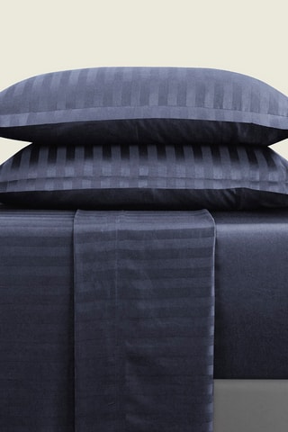 Parure de draps Dobby stripe woven - Bleu foncé