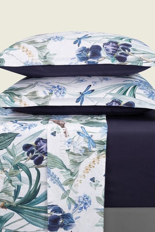 Parure de draps Jardin d'Eden - Blanc et bleu