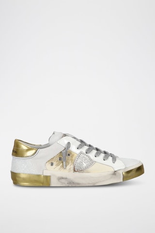 Leren Sneakers Prsx - Wit en zilverkleurig