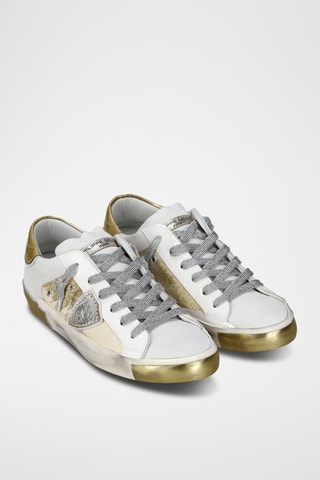 Leren Sneakers Prsx - Wit en zilverkleurig