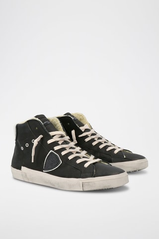 Hoge Leren Gevoerde Sneakers PRSX - Zwart