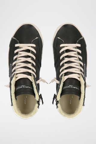 Hoge Leren Gevoerde Sneakers PRSX - Zwart