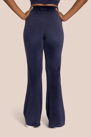 Pantalon flare taille haute en velours Kelly - Bleu nuit