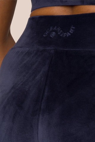 Pantalon flare taille haute en velours Kelly - Bleu nuit