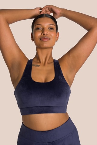 Brassière de yoga en velours Kelly - Bleu marine