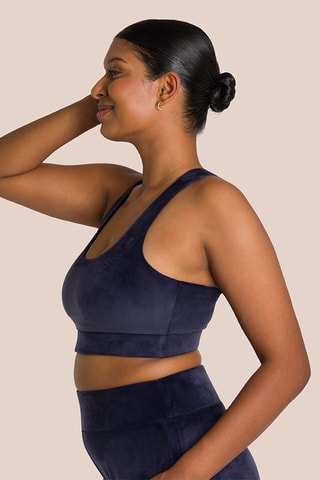 Brassière de yoga en velours Kelly - Bleu marine