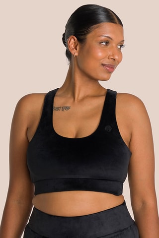 Brassière de yoga en velours Kelly - Noir