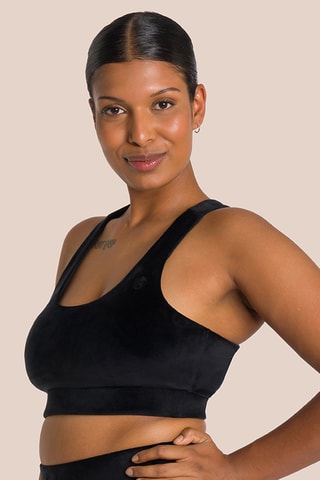 Brassière de yoga en velours Kelly - Noir