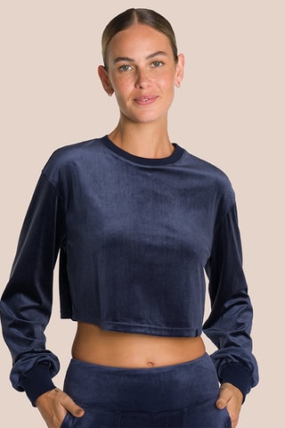 Crop top en velours Eden - Bleu nuit