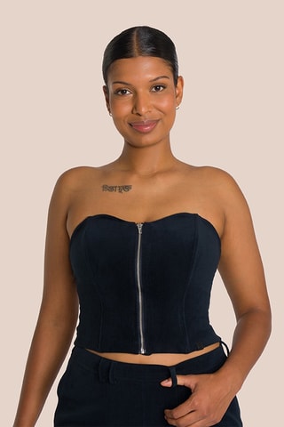 Crop top bustier en velours Eden - Noir