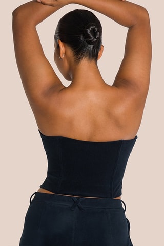 Crop top bustier en velours Eden - Noir
