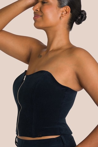 Crop top bustier en velours Eden - Noir