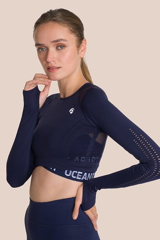 Crop top de yoga Beauty - Bleu marine