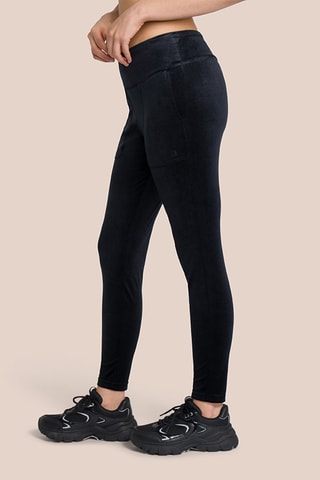 Legging taille haute en velours Eden - Noir