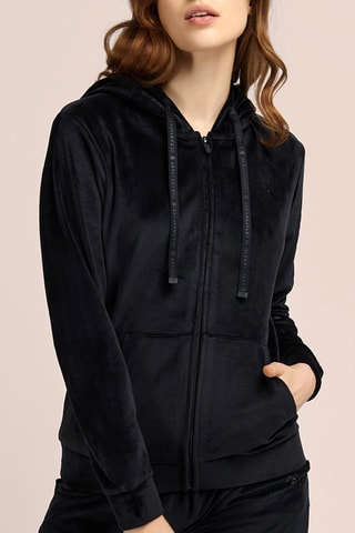 Sweat à capuche en velours Kelly - Noir
