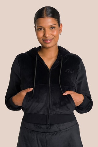 Sweat à capuche en velours Kelly - Noir