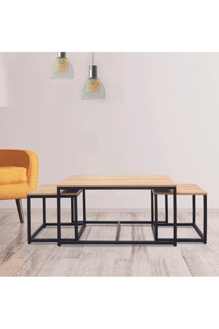 Mesa de centro encaixável -  Imitação de madeira e preto