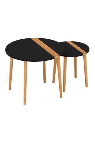 Mesa de centro encaixável - Preto e natural