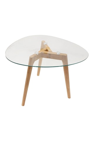 Mesa encaixável em vidro e madeira - 50 x 38 x 40 cm e 60 x 45 x 43 cm