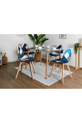 4 cadeiras Patchwork - Azul e natural