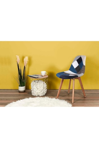 4 cadeiras Patchwork - Azul e natural