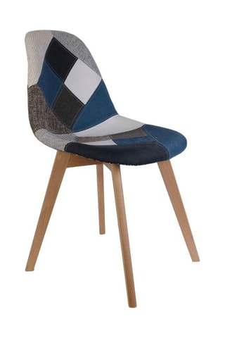 4 cadeiras Patchwork - Azul e natural