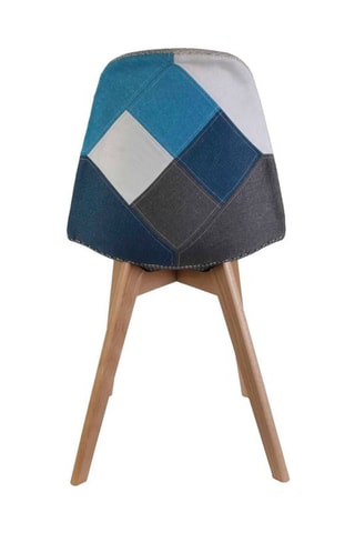 4 cadeiras Patchwork - Azul e natural