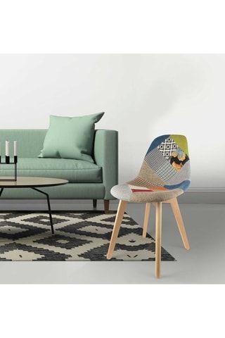 4 cadeiras Scandinave Patchwork - Multicolorido e natural