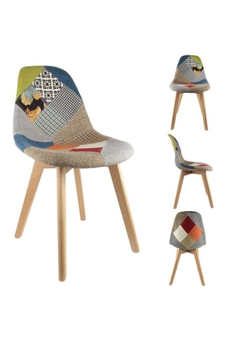 4 cadeiras Scandinave Patchwork - Multicolorido e natural