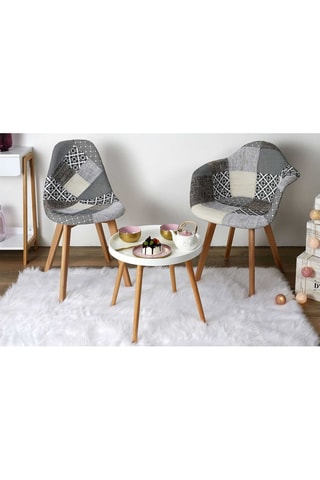 4 cadeiras Patchwork - Cinzento e natural