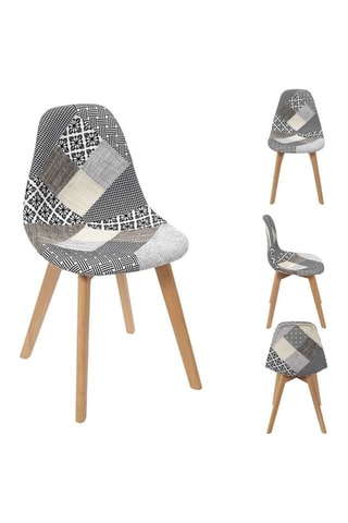 4 cadeiras Patchwork - Cinzento e natural
