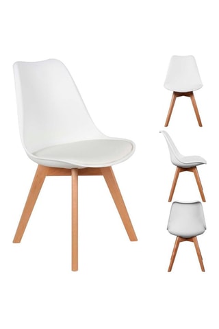 4 cadeiras Scandinave - Branco e natural