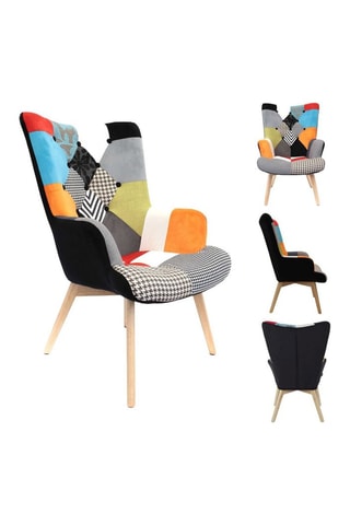Cadeirão Helsinki Patchwork Multicor e natural