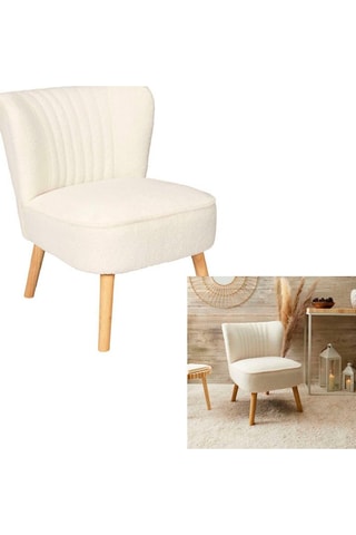 Cadeirão Erika Hygge - Natural e branco - Revestimento bouclette