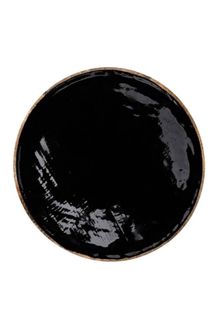 Base de prato mangueira em madeira - Preto - 35 cm