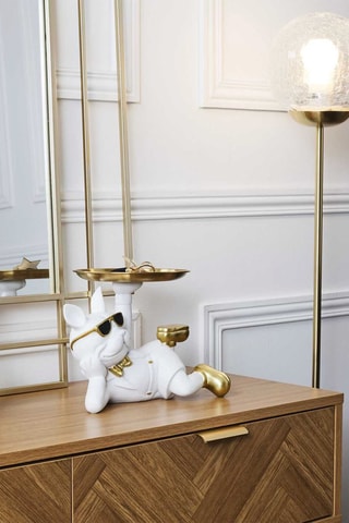Esvazia-bolsos de aço inoxidável - Branco e dourado
