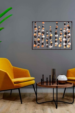 Decoração de parede florida 100 x 70 cm - Preto e dourado