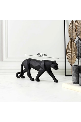 Escultura pantera origami Preto - 40 cm