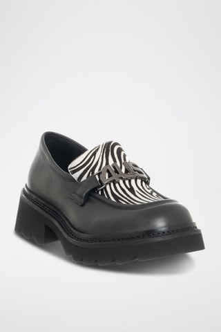 Mocassins de salto em couro Preto