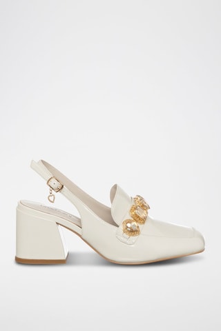 Sapatos de salto com tira - Cru