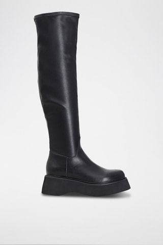 Botas acima do joelho em couro Preto