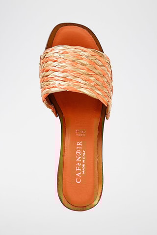 Mules de salto em couro - Castanho e laranja