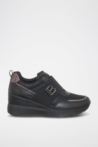 Slip-on com cunha - Preto - Laura Biagiotti