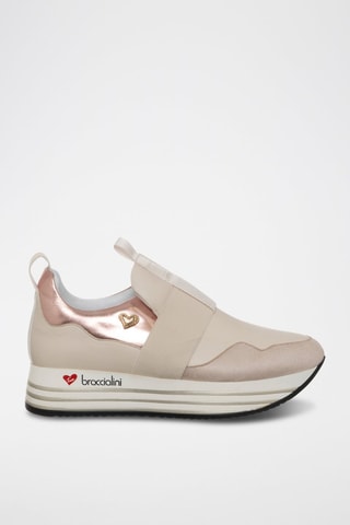 Slip-on plataforma - Marfim e rosa