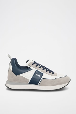 Sneakers em couro Cinzento e azul-marinho