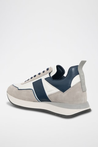 Sneakers em couro Cinzento e azul-marinho