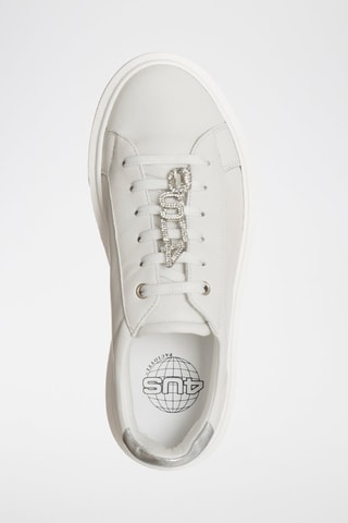 Sneakers em couro Carrie - Branco e prateado