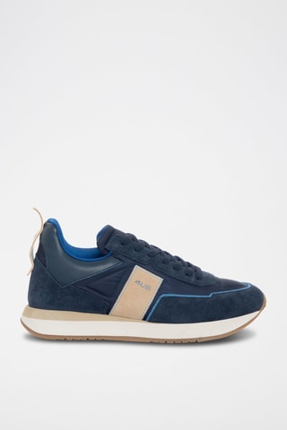 Sneakers em couro Azul-marinho e bege
