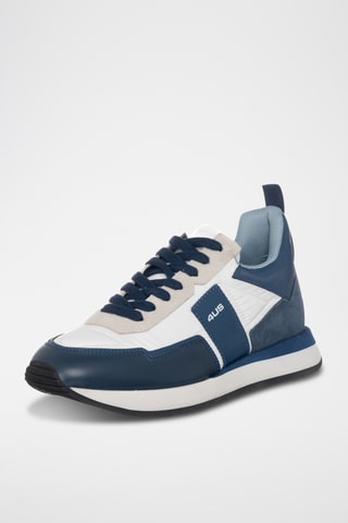 Sapatilhas em couro - Azul-marinho e branco - Cesare Paciotti 4Us